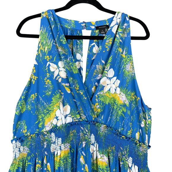 Halogen Women's Maxi Dress Plus Size 2X Blue Floral Faux Wrap Sleeveless V Neck - Picture 3 of 11